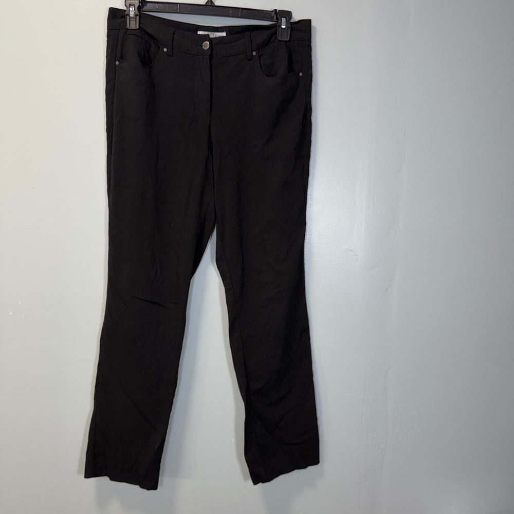 Larry Levine Womens Black Straight Leg Dress Pants Professional Office